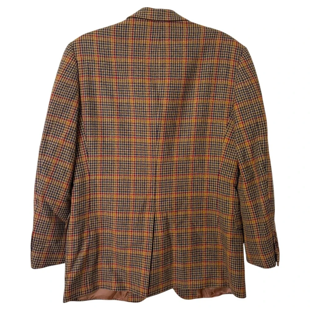 Brooks Brothers Mens 41R Wool Cashmere Blazer Tan Plaid Tweed Sport Coat Italy